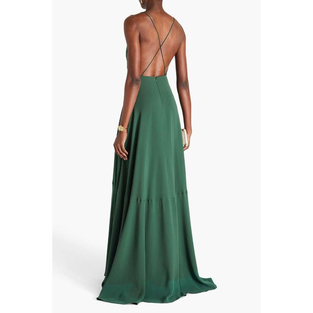 VALENTINO Women's Silk-Crepe Maxi Dress Size IT42/US6 In Emerald - Picture 2 of 14